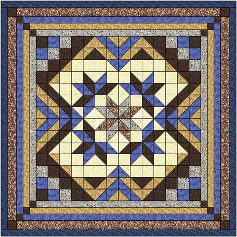 Easy Quilt Kit Heavens Variation Queen Blue/Brown/Precut/Ready to Sew