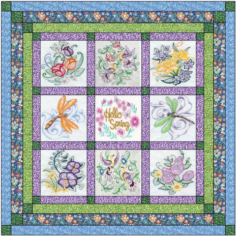 Quilt Kit/Hello Spring!/Ready2Sew/w Finished Embroidery Blocks
