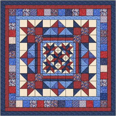 Quilt Kit/Hometown Hero/Patriotic Red White Blue/Pre-cut Fabric Ready To Sew/Queen