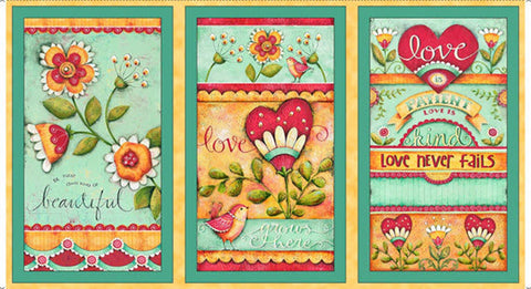 Love Grows Here Quilt Panel with Backing
