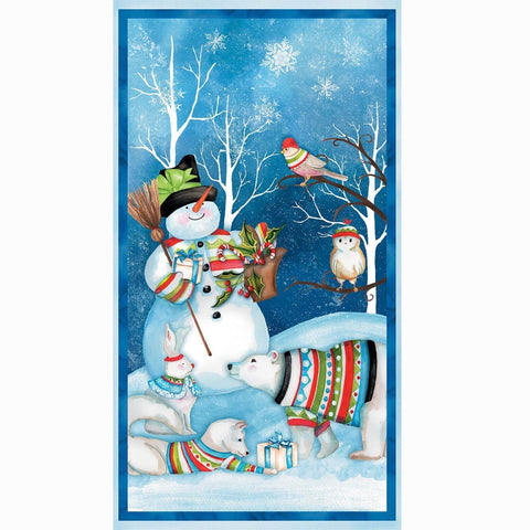 Snowy Friends by Wilmington Prints, fabric Panel by Nancy Mink with backing