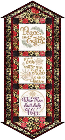Quilt Kit Table Runner/Christmas/Holy Night/Ready2Sew/w Finished Embroidery Blocks