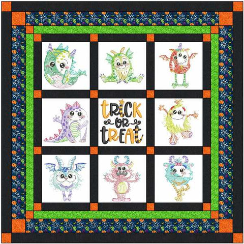 Quilt Kit/Halloween Monster Mash/Ready2Sew/w Finished Embroidery Blocks