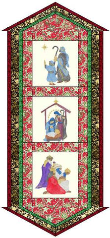 Quilt Kit Table Runner/Christmas/O'Holy Night/Ready2Sew/w Finished Embroidery Blocks