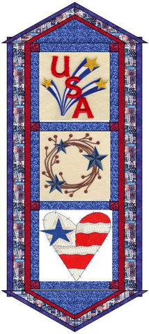 Quilt Kit/Patriotic Americana/Table Runner/Ready2Sew/w Finished Embroidery Blocks