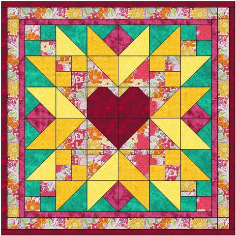 Quilt Kit Valentine Hearts a Bloom Quilt 60" x 60"
