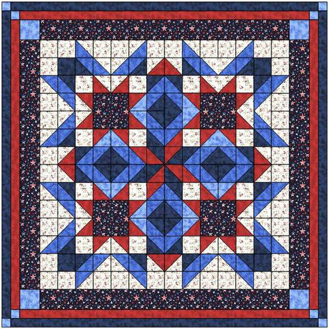Quilt Kit/Rockets Red GlarePatriotic Red White Blue/Pre-cut Fabric Ready To Sew