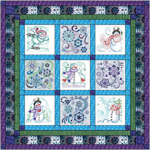 Quilt Kit Snowy Winter Wonderland/Ready2Sew/w Finished Embroidery Blocks