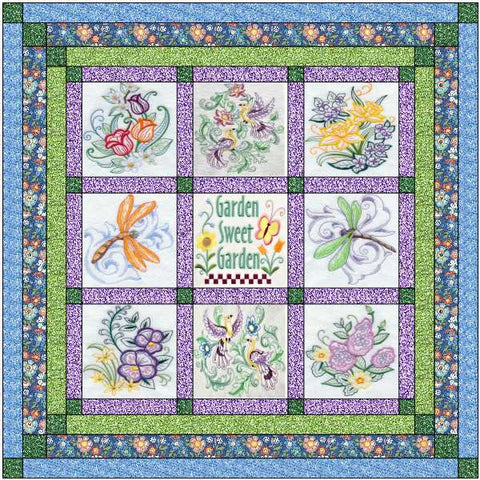 Quilt Kit/Summer Garden/Ready2Sew/w Finished Embroidery Blocks