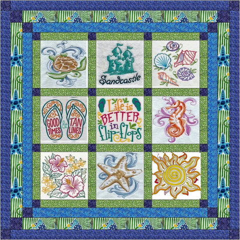 Quilt Kit/Summer Time Easy/Ready2Sew/w Finished Embroidery Blocks