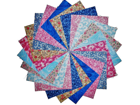 40 5" Quilting Square Charm Pack, Victorian Romance Pinks and Blue